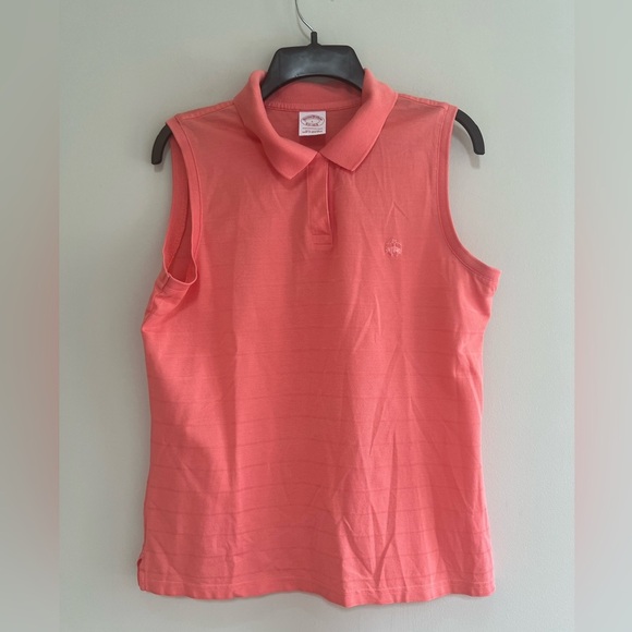 Brooks Brothers Women’s Cotton Performance Knit Sleeveless Polo in Coral Pink, L - Picture 8 of 8